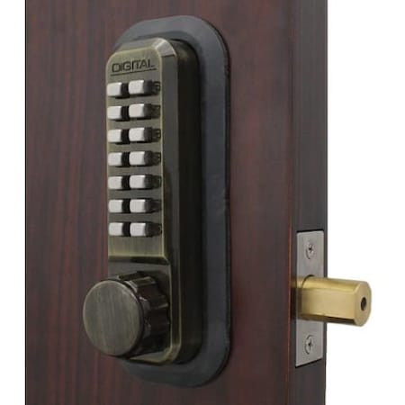 Lockey Mechanical Keyless Combination Deadbolt Lock Double Combination Antique Brass 2210DC-AB